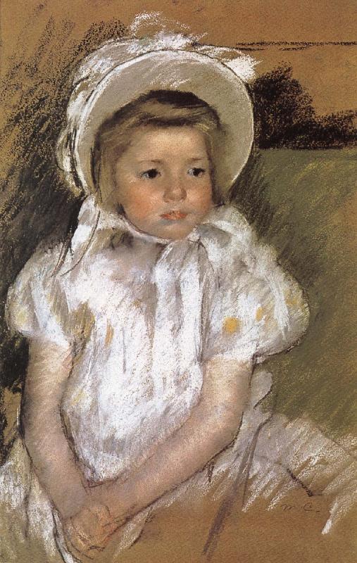 Mary Cassatt the girl wearing the white bonnet